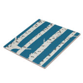 Birch trees on blue tile fliese (Seite)