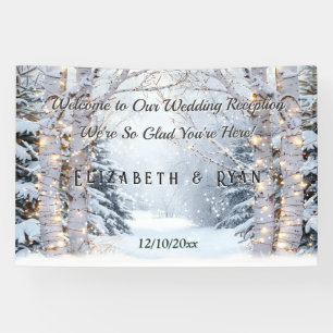 Birch Trees Pine Trees Winter Wonderland Wedding Banner