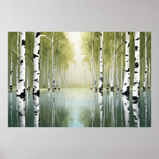 Birch Trees Print Modern Nature Poster (Vorne)