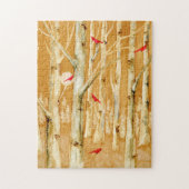 Birch Trees Red Kardinals Art Puzzle (Vertikal)