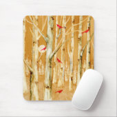 Birch Trees Red Kardinals Mousepad (Mit Mouse)