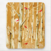 Birch Trees Red Kardinals Mousepad (Vorne)