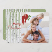 Birch Trees Red Love Birds Frohe Weihnachten (Vorne/Hinten)