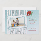 Birch Trees Red Love Birds Frohe Weihnachten (Rückseite)