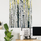 Birch Trees Rustic Cabin Poster (Heimbüro)