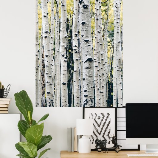 Birch Trees Rustic Cabin Poster (Heimbüro)