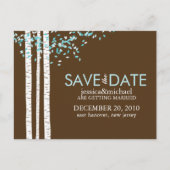 Birch Trees Save the Date Hochzeit Ankündigungspostkarte (Vorderseite)