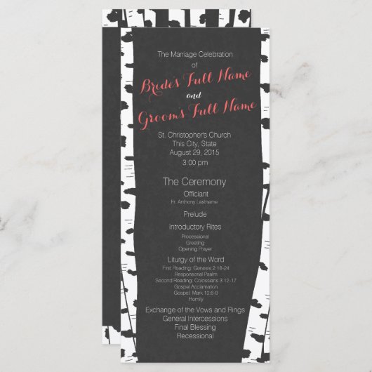 Birch Trees Slate Gray Wedding Program Programm (Vorne/Hinten)