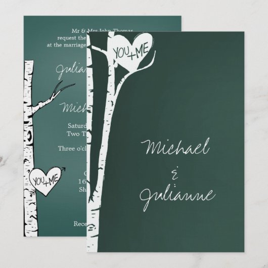 Birch Trees Wedding Einladung (Vorne/Hinten)