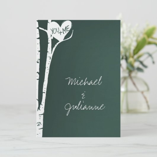 Birch Trees Wedding Einladung (Stehend Vorderseite)