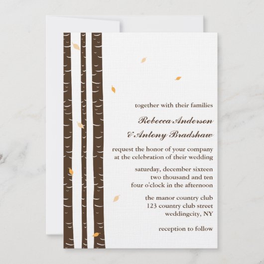 Birch Trees Wedding Einladungen (Vorderseite)