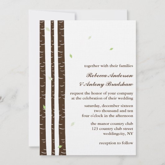 Birch Trees Wedding Einladungen (Vorderseite)