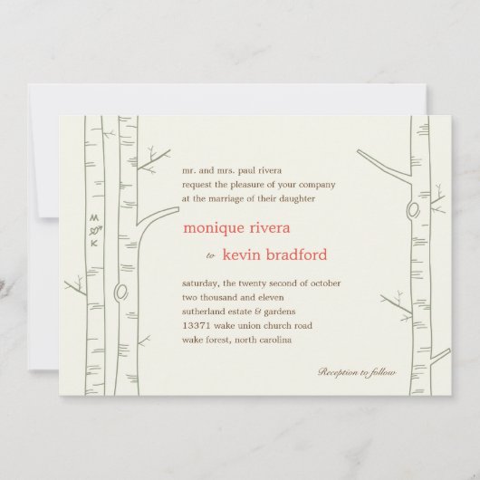 Birch Trees Wedding Invitation - Custom Einladung (Vorderseite)