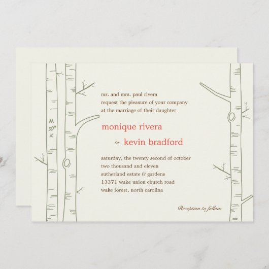 Birch Trees Wedding Invitation - Custom Einladung (Vorne/Hinten)