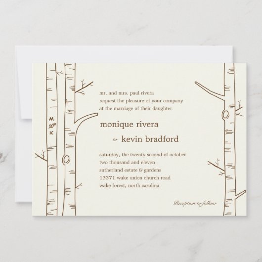 Birch Trees Wedding Invitation - Sketchy Einladung (Vorderseite)