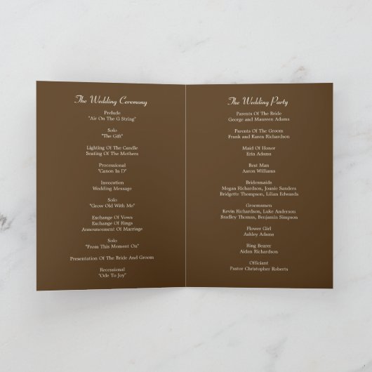 Birch Trees Wedding Program Card Programm (Innenseite)