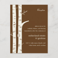 Birch Trees Wedding Reception Card - Schokolade