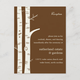Birch Trees Wedding Reception Card - Schokolade Begleitkarte