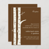 Birch Trees Wedding Reception Card - Schokolade Begleitkarte (Vorne/Hinten)