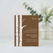 Birch Trees Wedding Reception Card - Schokolade Begleitkarte (Stehend Vorderseite)