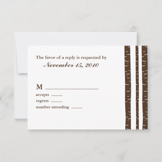 Birch Trees Wedding Response Cards RSVP Karte (Vorderseite)