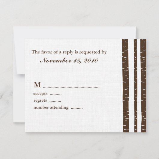 Birch Trees Wedding Response Cards RSVP Karte (Vorderseite)