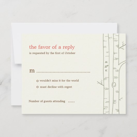 Birch Trees Wedding RSVP Card - Benutzerdefiniert (Vorderseite)