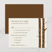 Birch Trees Wedding RSVP Card with entrée - Almond Karte (Vorne/Hinten)