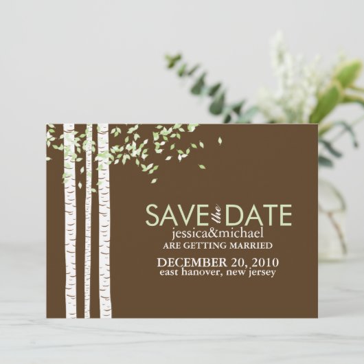 Birch Trees Wedding speichern das Datum Save The Date (Stehend Vorderseite)