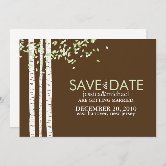 Birch Trees Wedding speichern das Datum Save The Date (Vorne/Hinten)