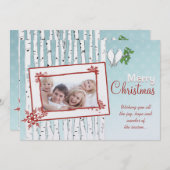 Birch Trees White Birds Red Frohe Weihnachten (Vorne/Hinten)