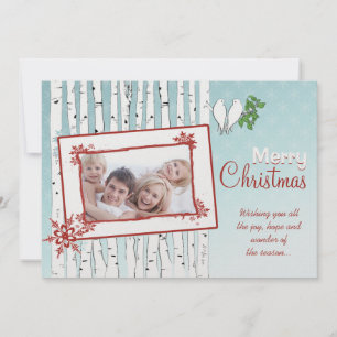 Birch Trees White Birds Red Frohe Weihnachten