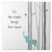 Birch Trees with Deer Simple Things Count Fliese (Vorderseite)