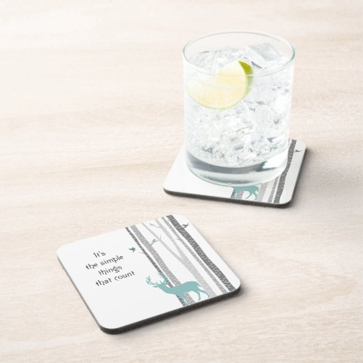 Birch Trees with Deer Simple Things Count Getränkeuntersetzer (Rechte Seite)