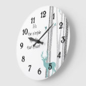 Birch Trees with Deer Simple Things Count Große Wanduhr (Winkel)