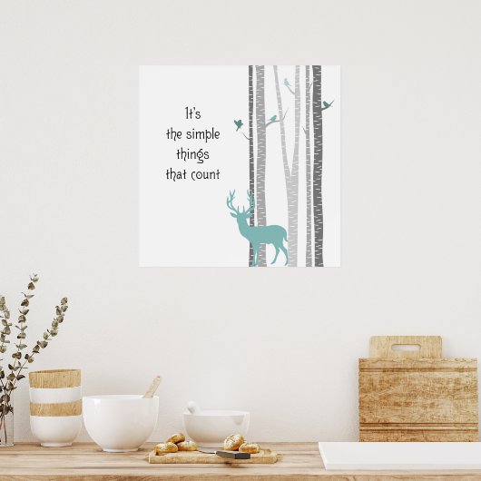 Birch Trees with Deer Simple Things Count Poster (Küche)