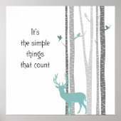Birch Trees with Deer Simple Things Count Poster (Vorne)