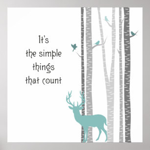 Birch Trees with Deer Simple Things Count Poster