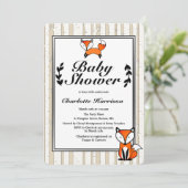 Birch Trees & Woodland Fox Babydusche Einladung (Stehend Vorderseite)