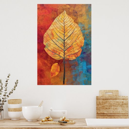 Birch Whimsy: KI-generiertes Fall Leaf Poster (Küche)