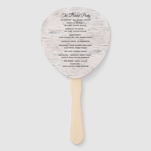 Birch Wood Bark Print 2 Wedding Program Fan Fächer (Rückseite)