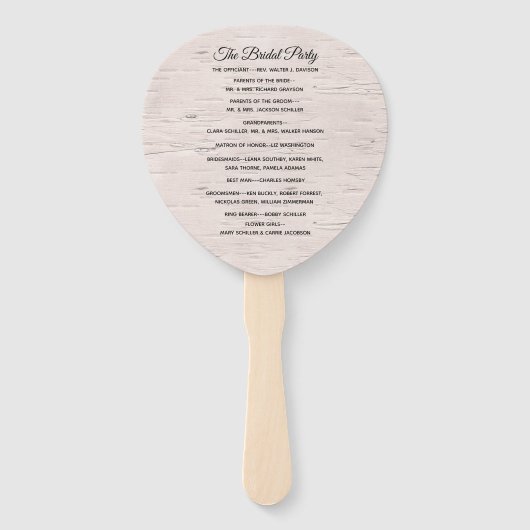Birch Wood Bark Print Wedding Program Fan Fächer (Rückseite)
