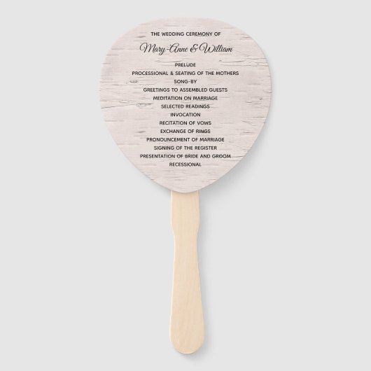 Birch Wood Bark Print Wedding Program Fan Fächer (Vorderseite)