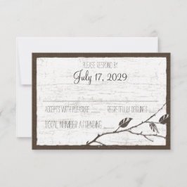 Birch Wood Deer Wedding Response Card RSVP Karte