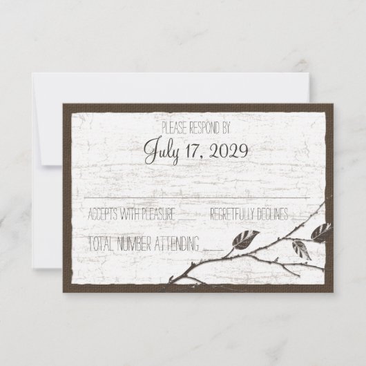 Birch Wood Deer Wedding Response Card RSVP Karte (Vorderseite)