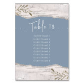 Birch Wood Dust Blue Wedding Tischnummer List (Rückseite)