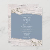 Birch Wood Dusty Blue Wedding Einladung (Vorne/Hinten)
