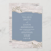 Birch Wood Dusty Blue Wedding Einladung (Vorne/Hinten)