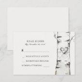 Birch Wood Heart Rustic Wedding RSVP Cards Karte (Vorne/Hinten)