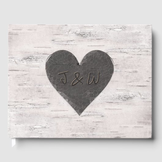 Birch Wood Look Wedding Gästebuch (Vorderseite)